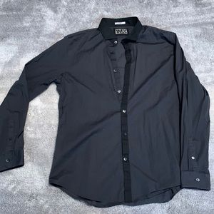 Fitted black button up express shirt